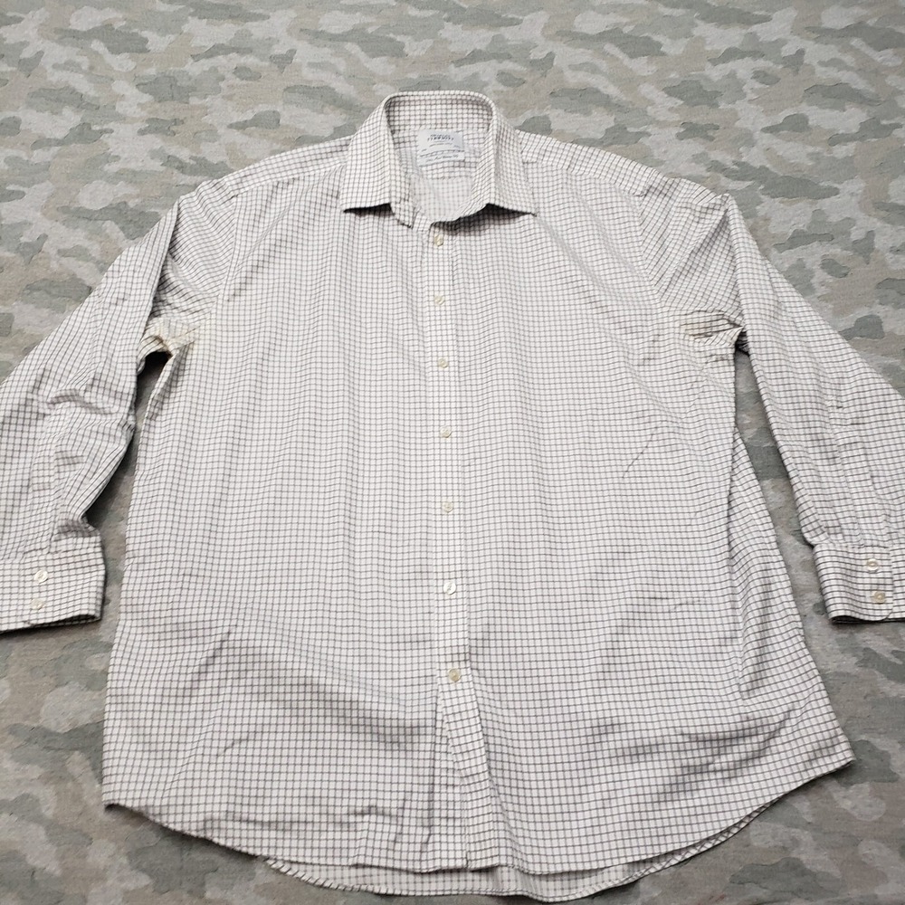 Charles Tyrwhitt Shirt Mens 18/35 White Non Iron Classic Fit Long Sleeve Button